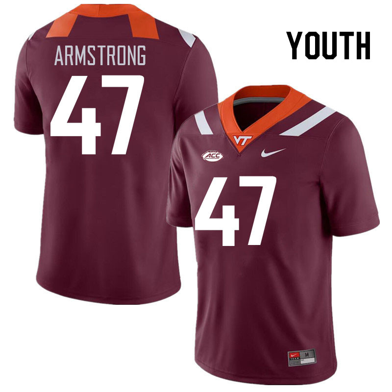 Youth #47 Griffin Armstrong Virginia Tech Hokies College Football Jerseys Stitched Sale-Maroon
